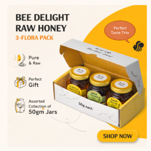 Bee Delight Raw Honey 3-Flora Pack (50g × 3) – Multiflower, Wild Forest & Lyche